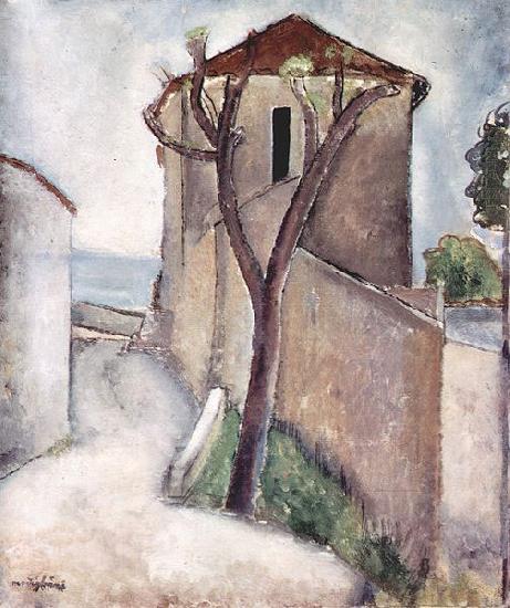 Amedeo Modigliani Baum und Haus oil painting image